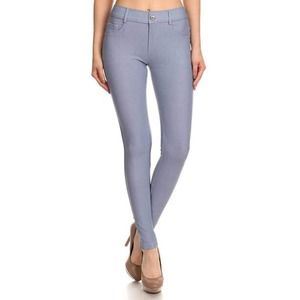 Yelete Womens Basic Five Pocket Stretch Jegging Tights Pants Slate Grey Medium